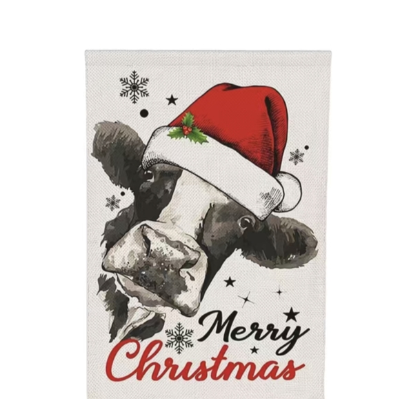 ❇️🐄Christmas Funny Cow Garden Flag 12"x18" Inch Outside Yard Double Sided - Picture 3 of 11